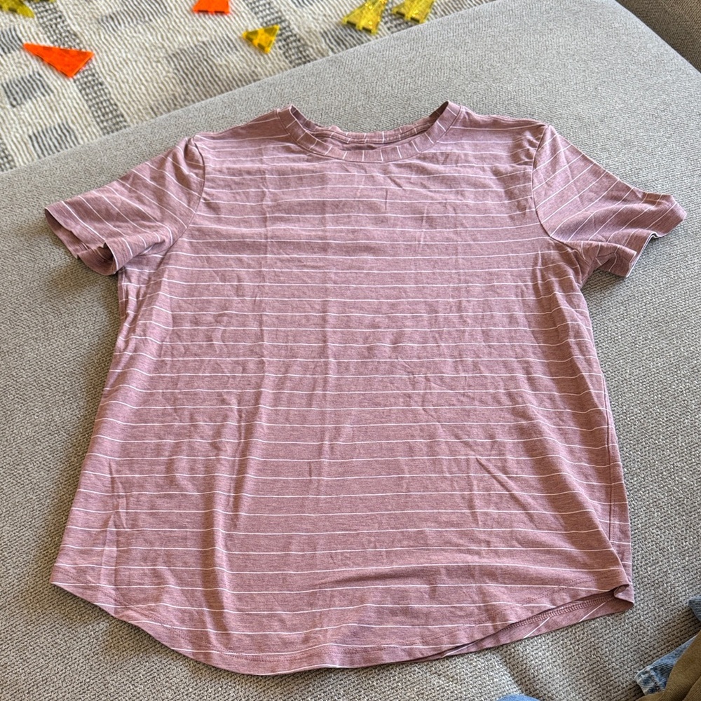 Lululemon Athletica Mauve Striped Short Sleeve Tee
